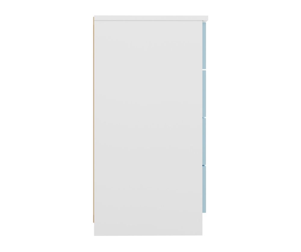  Seconique Furniture Denver White and Blue Gloss 4 Drawer Bedside
