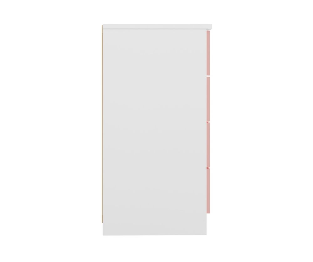 Seconique Furniture Denver White and Pink Gloss 4 Drawer Chest 