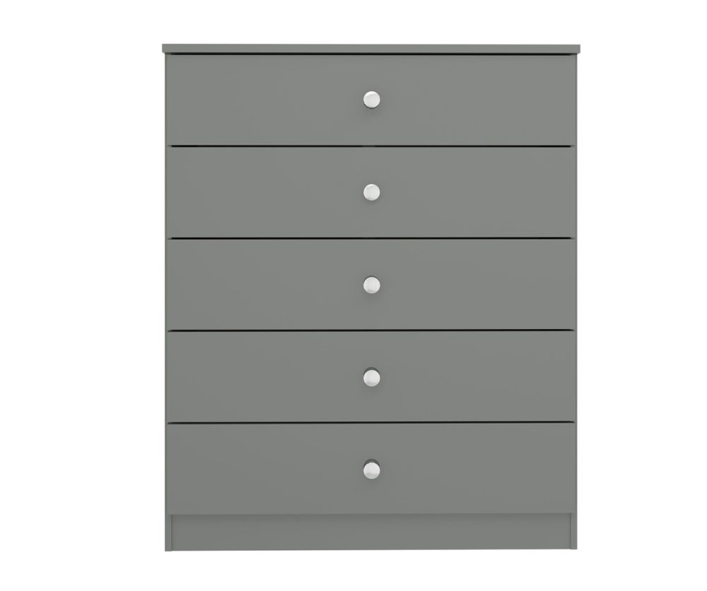  Seconique Furniture Denver Grey Gloss 5 Drawer Chest