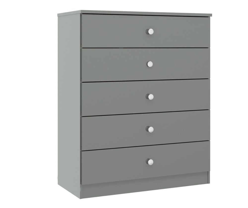  Seconique Furniture Denver Grey Gloss 5 Drawer Chest