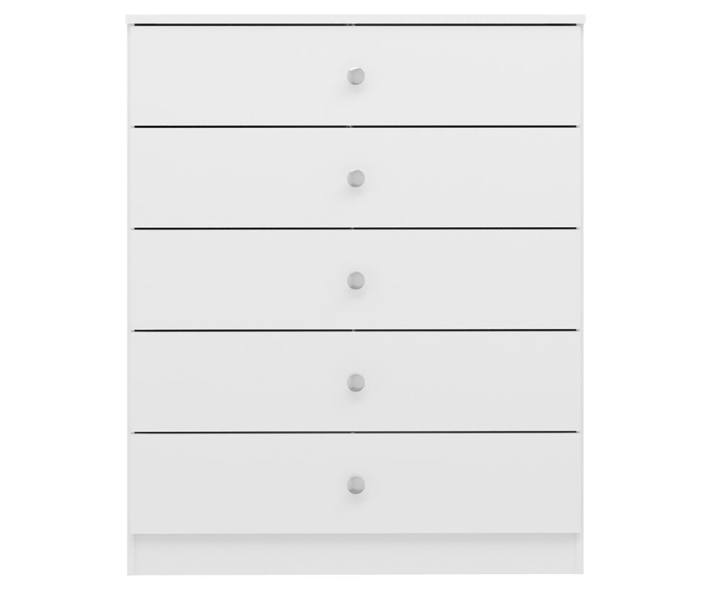  Seconique Furniture Denver White Gloss 5 Drawer Chest