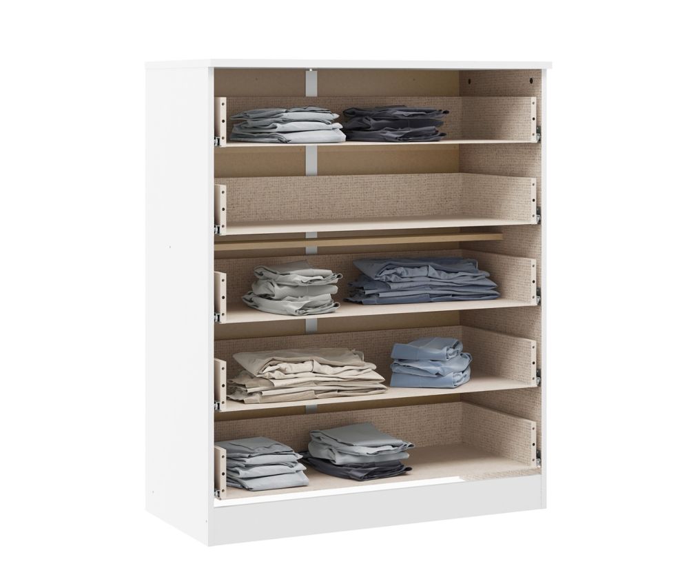  Seconique Furniture Denver White Gloss 5 Drawer Chest