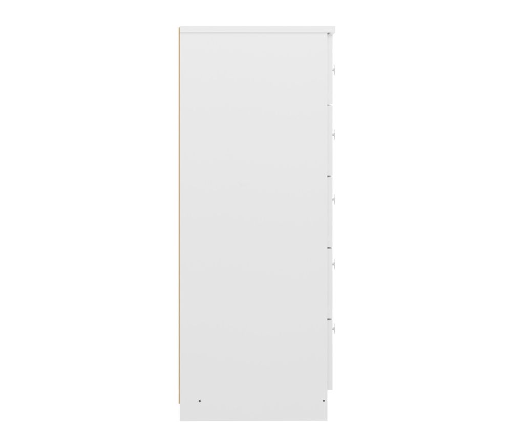  Seconique Furniture Denver White Gloss 5 Drawer Chest