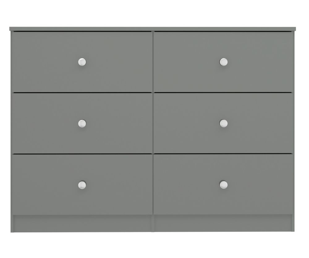  Seconique Furniture Denver Grey Gloss 6 Drawer Chest