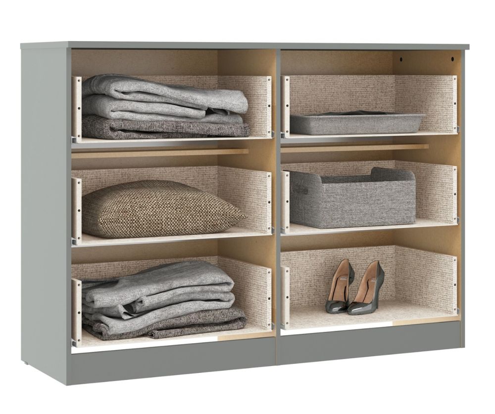  Seconique Furniture Denver Grey Gloss 6 Drawer Chest