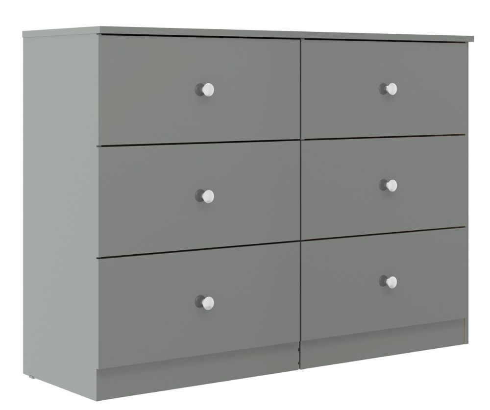  Seconique Furniture Denver Grey Gloss 6 Drawer Chest