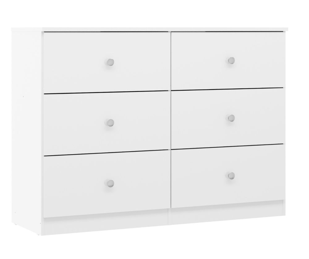  Seconique Furniture Denver White Gloss 6 Drawer Chest