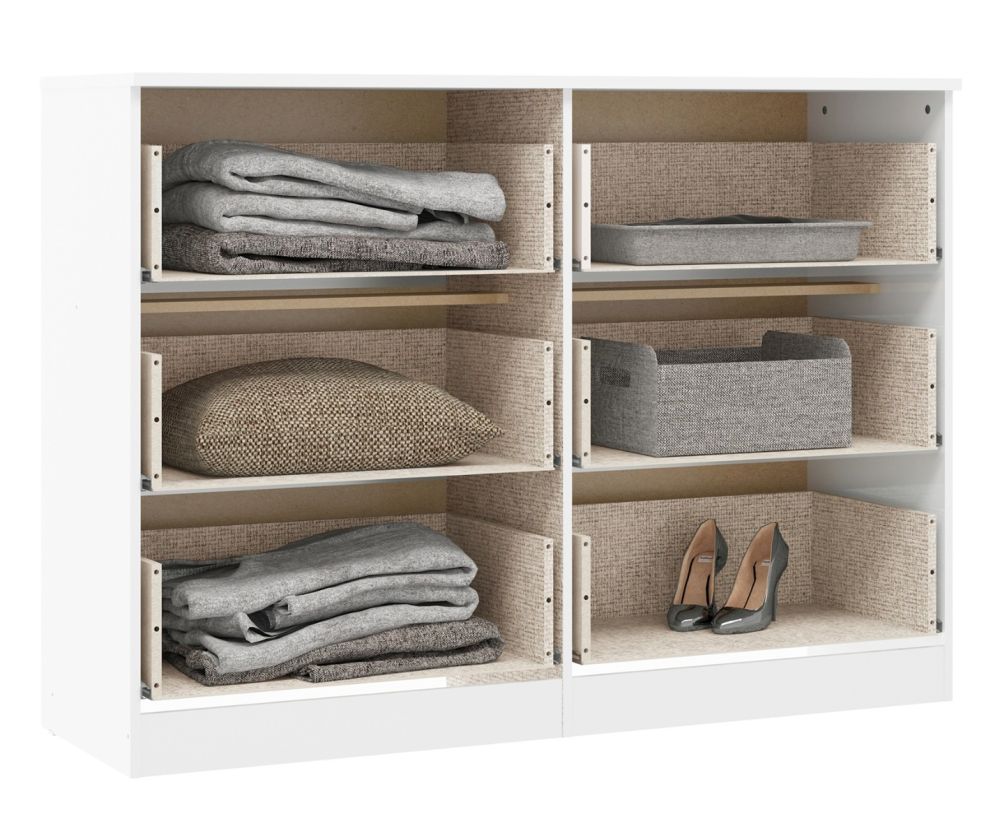  Seconique Furniture Denver White Gloss 6 Drawer Chest