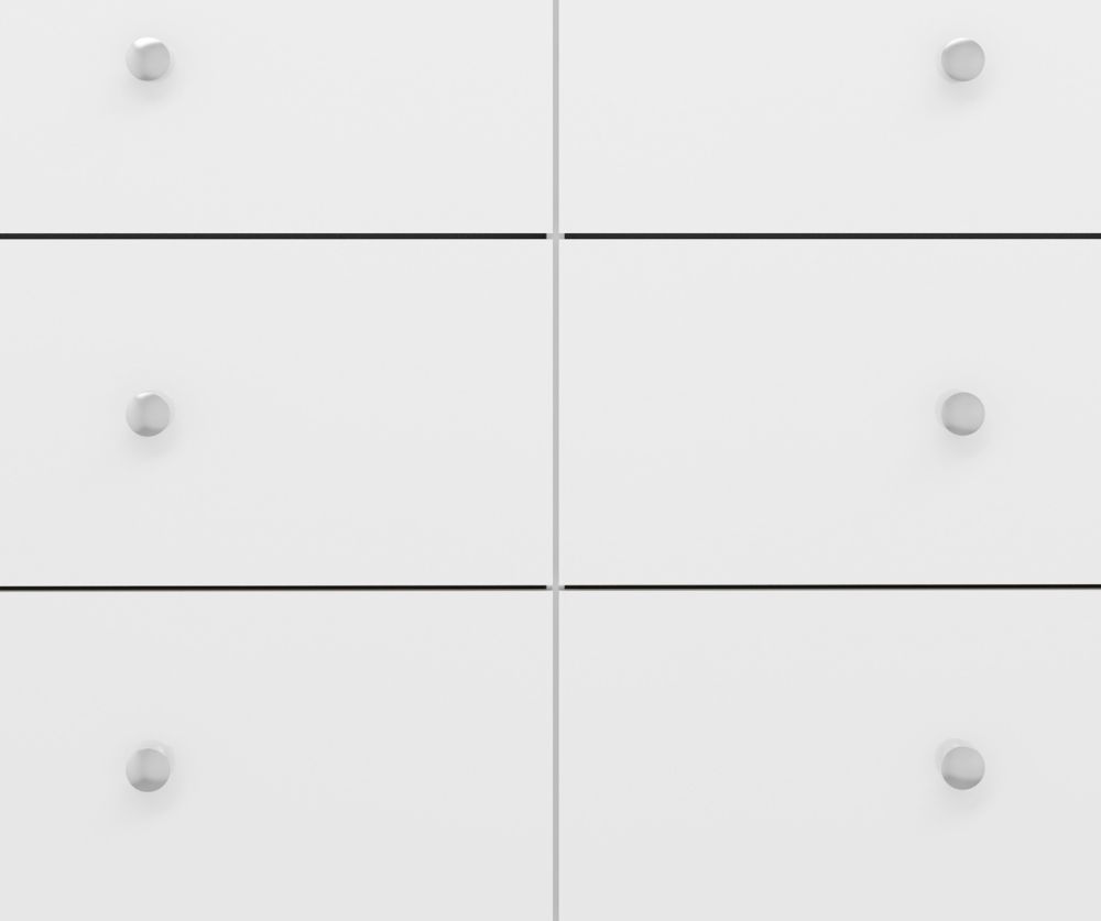  Seconique Furniture Denver White Gloss 6 Drawer Chest