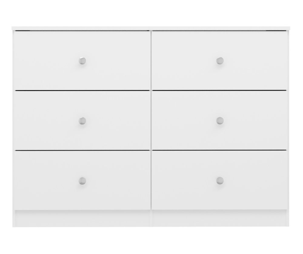  Seconique Furniture Denver White Gloss 6 Drawer Chest
