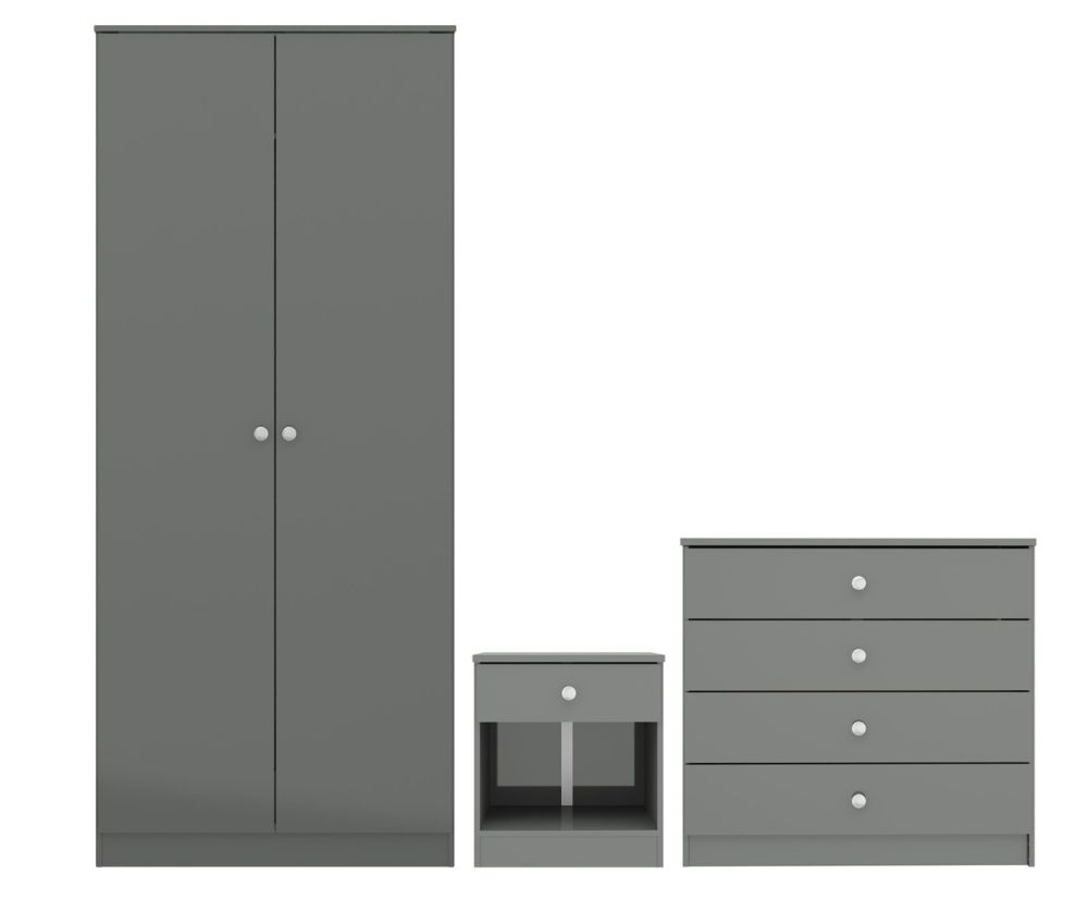  Seconique Furniture Denver Trio Grey Gloss Bedroom Set 