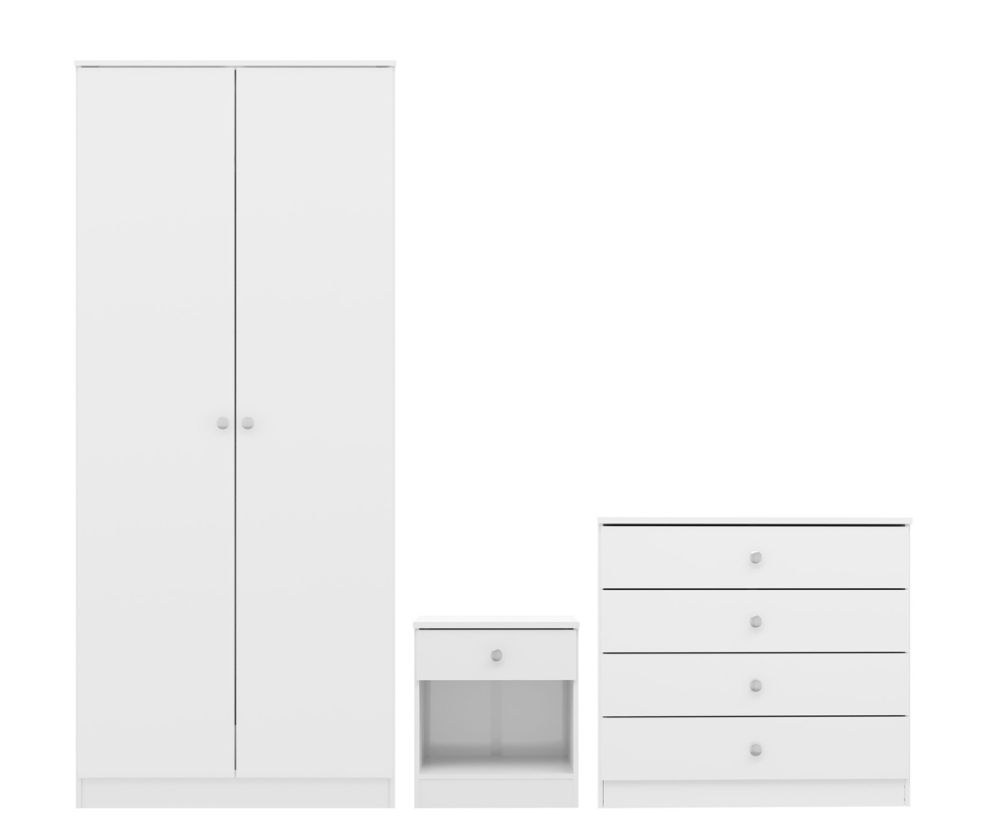  Seconique Furniture Denver Trio White Gloss Bedroom Set 