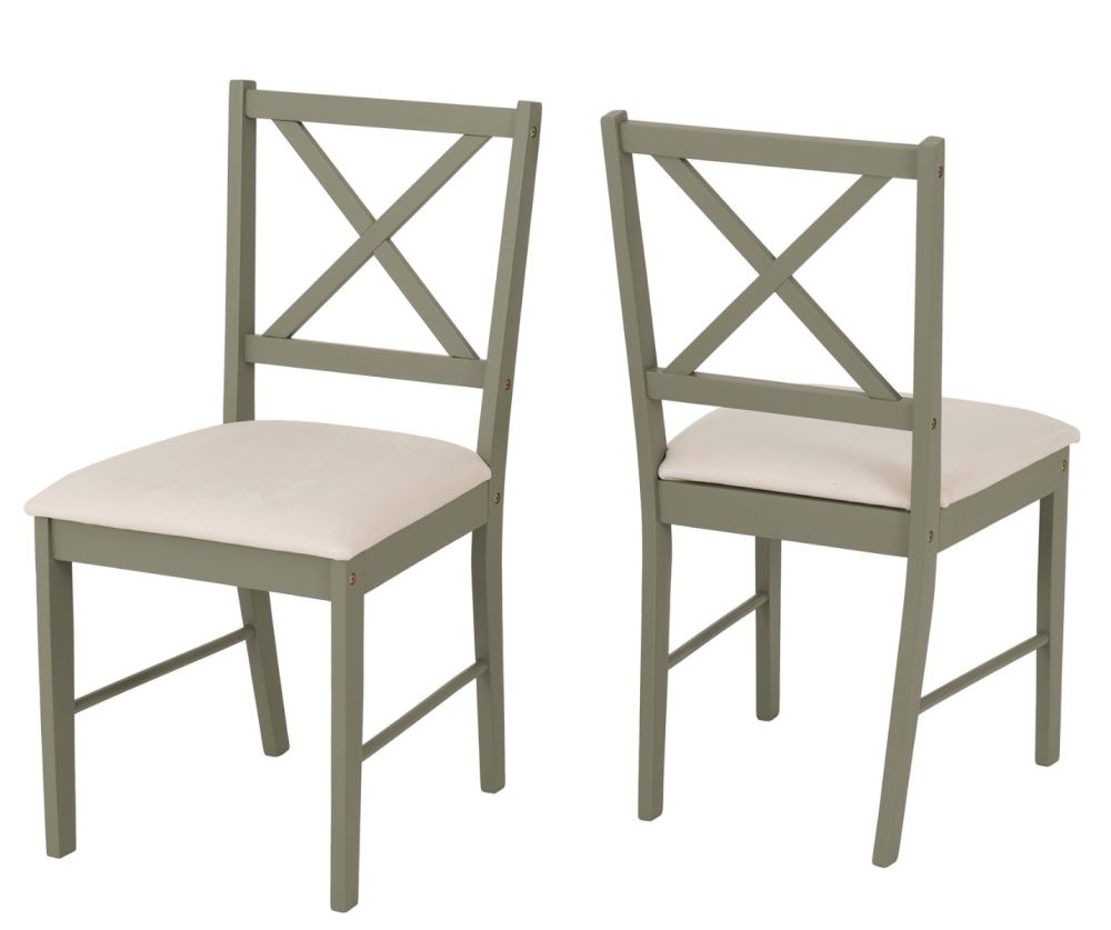 Seconique Furniture Balfour 1+4 Dining Set – Sage Green with Mink Microsuede Chairs & Oak Effect Table