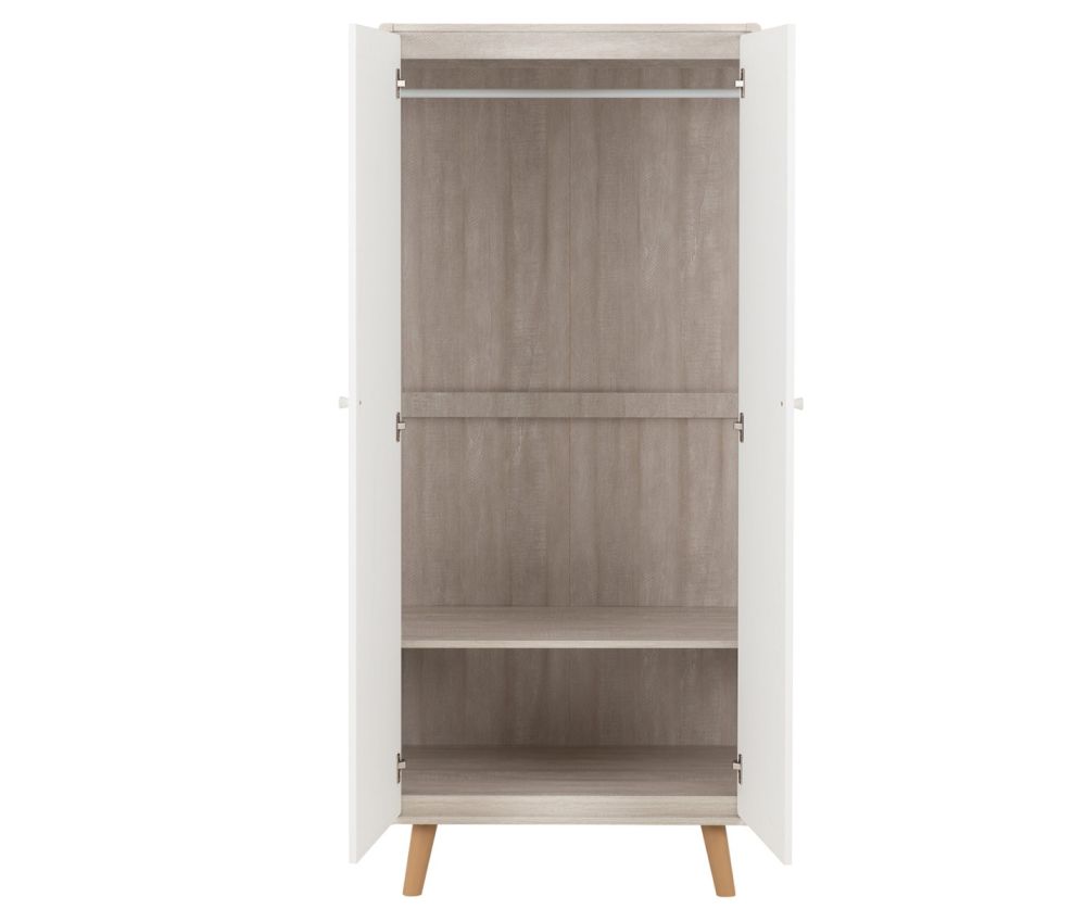  Seconique Furniture Denver Dixie Dusty Grey and White 2 Door Wardrobe