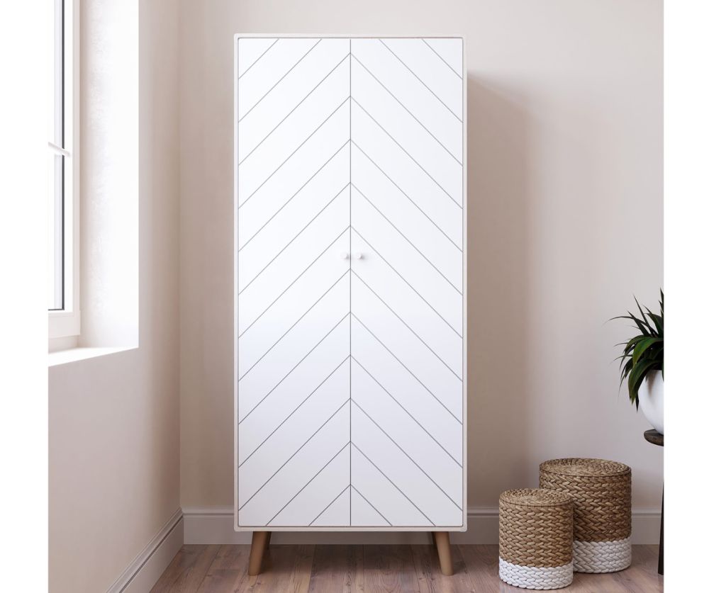  Seconique Furniture Denver Dixie Dusty Grey and White 2 Door Wardrobe