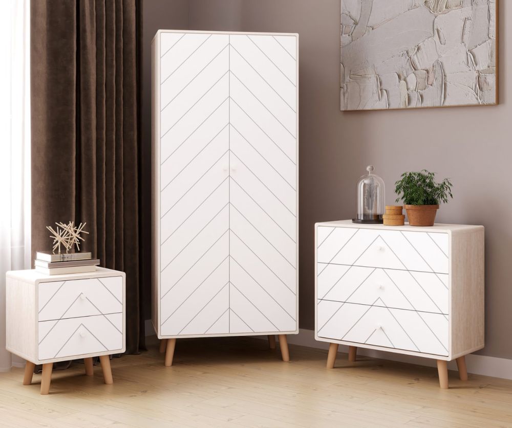  Seconique Furniture Denver Dixie Dusty Grey and White 2 Door Wardrobe