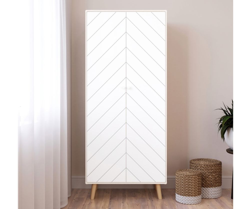  Seconique Furniture Denver Dixie Dusty Grey and White 2 Door Wardrobe