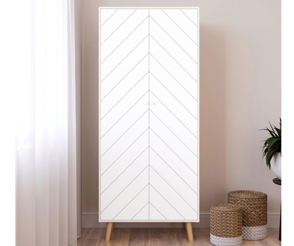  Seconique Furniture Denver Dixie Dusty Grey and White 2 Door Wardrobe