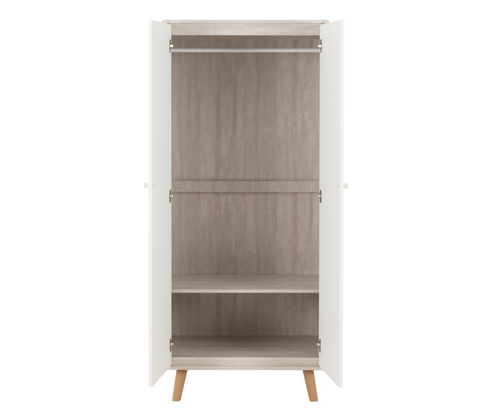  Seconique Furniture Denver Dixie Dusty Grey and White 2 Door Wardrobe