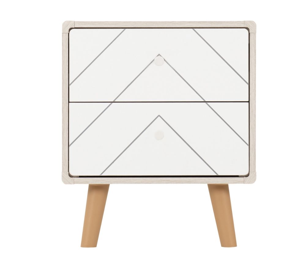 Seconique Furniture Dixie Dusty Grey and White 2 Drawer Bedside