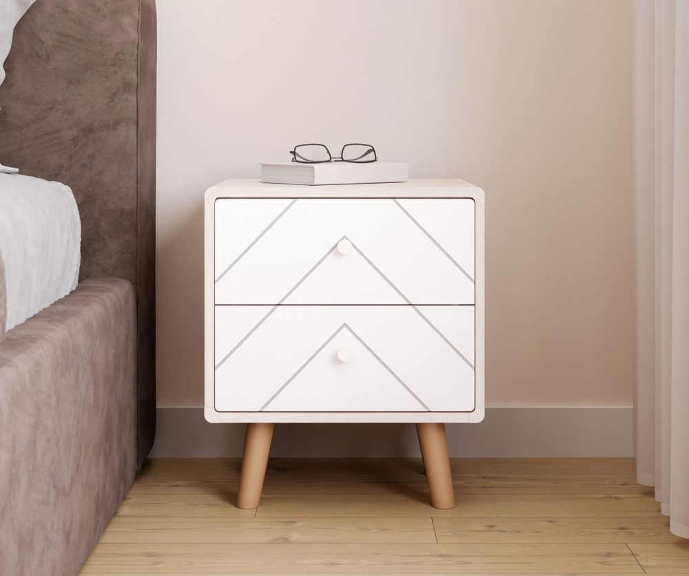 Seconique Furniture Dixie Dusty Grey and White 2 Drawer Bedside