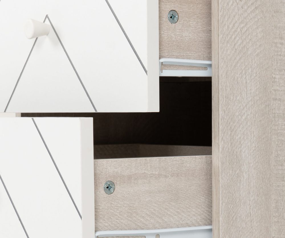Seconique Furniture Dixie Dusty Grey and White 2 Drawer Bedside