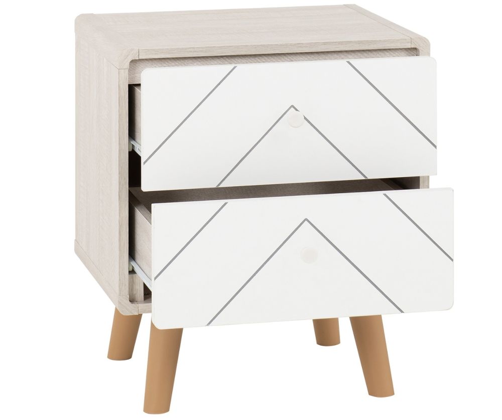 Seconique Furniture Dixie Dusty Grey and White 2 Drawer Bedside
