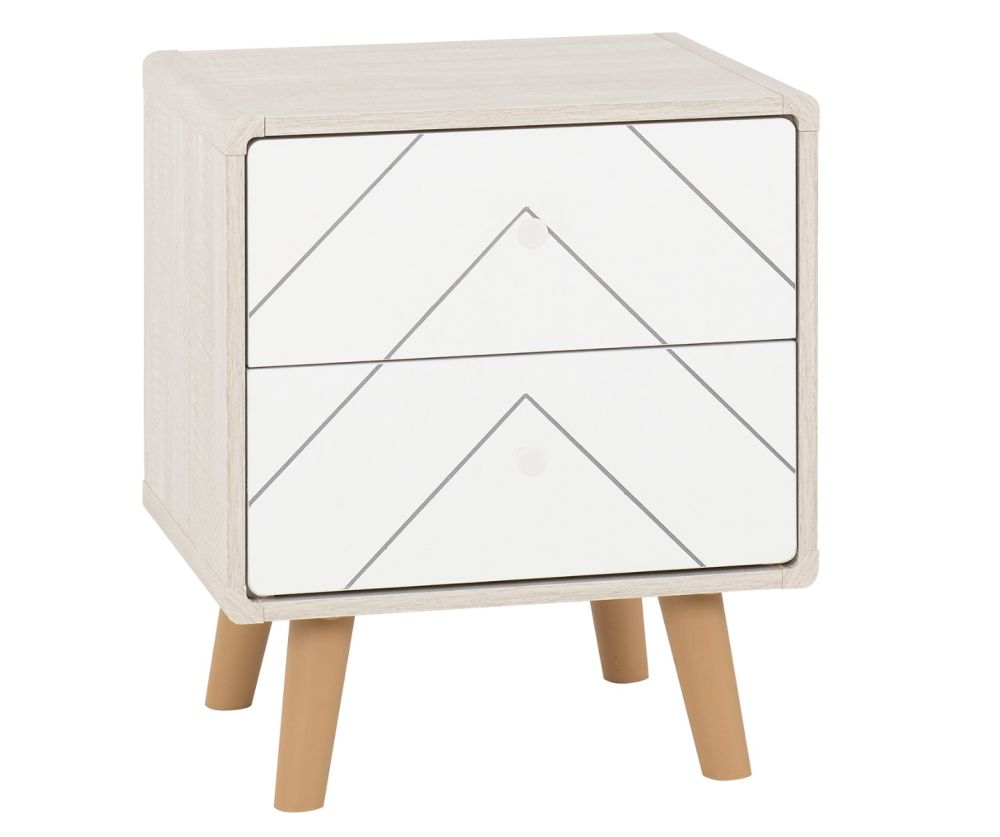 Seconique Furniture Dixie Dusty Grey and White 2 Drawer Bedside