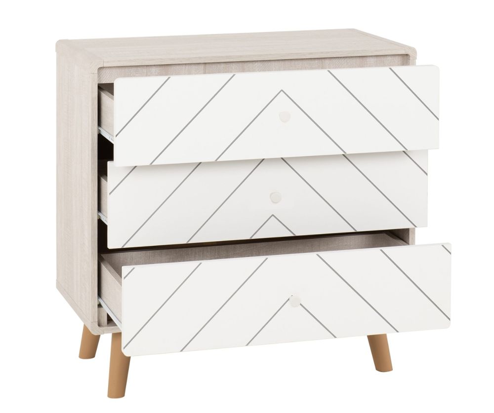 Seconique Furniture Dixie Dusty Grey and White 3 Drawer Chest 