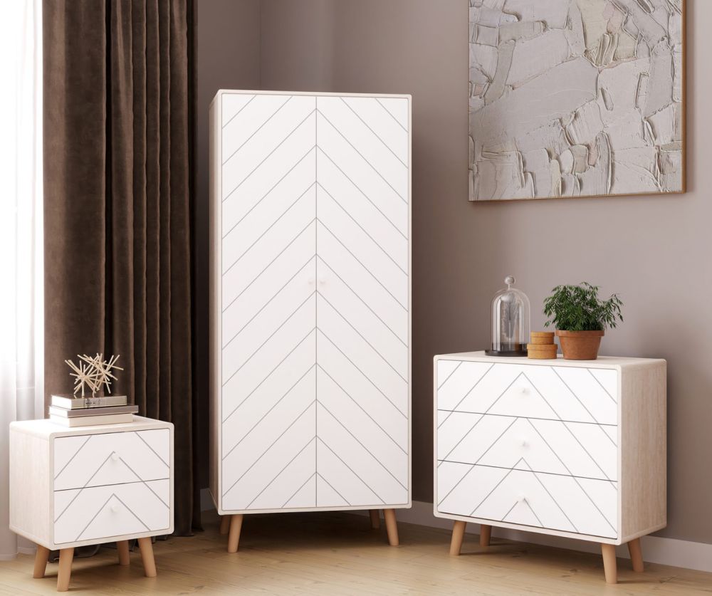 Seconique Furniture Dixie Dusty Grey and White 3 Drawer Chest 