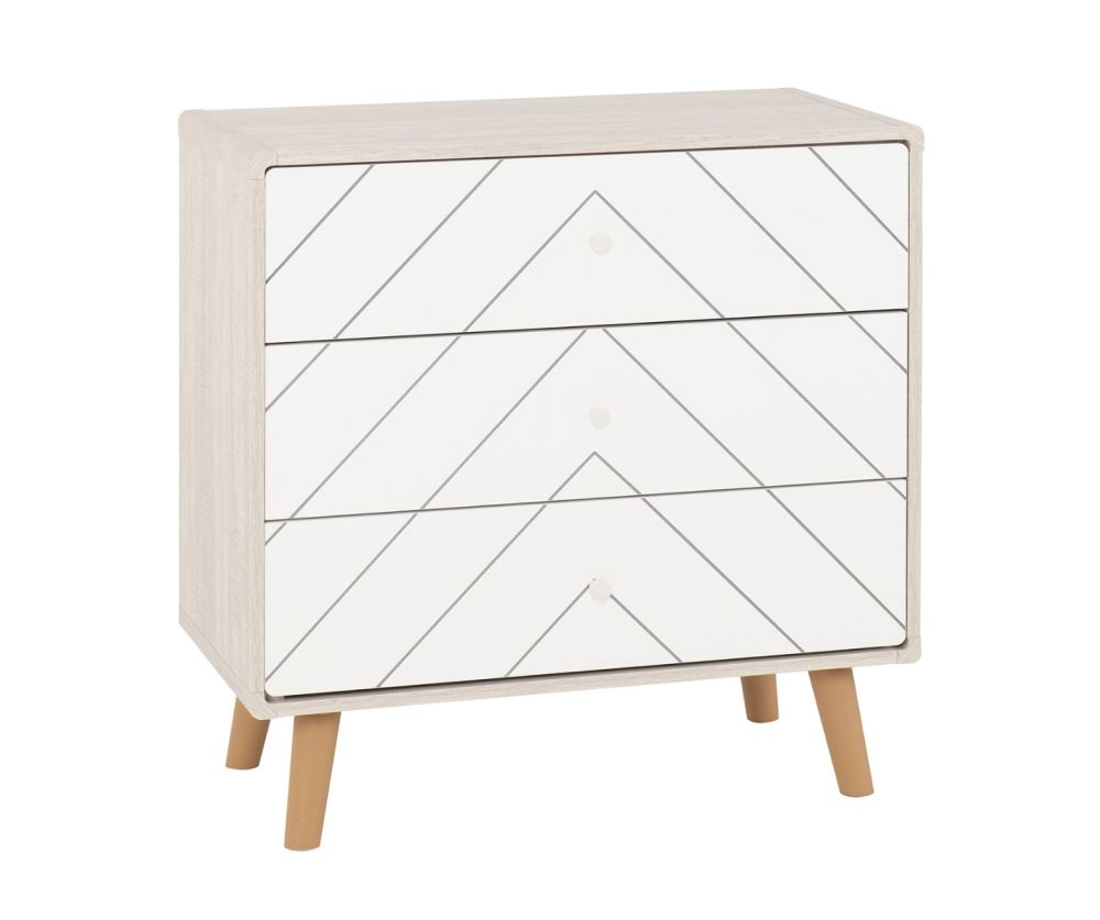 Seconique Furniture Dixie Dusty Grey and White 3 Drawer Chest 