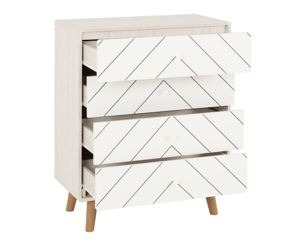 Seconique Furniture Dixie Dusty Grey and White 4 Drawer Chest – Stylish Bedroom Storage