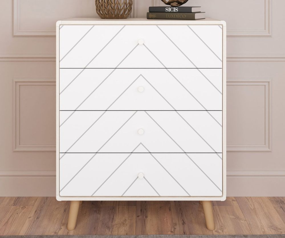 Seconique Furniture Dixie Dusty Grey and White 4 Drawer Chest – Stylish Bedroom Storage