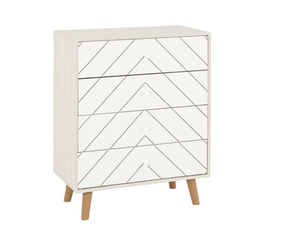 Seconique Furniture Dixie Dusty Grey and White 4 Drawer Chest – Stylish Bedroom Storage