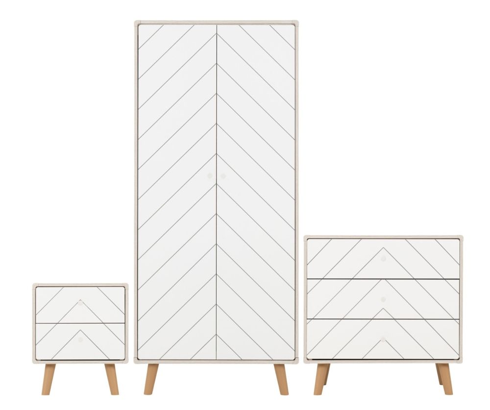  Seconique Furniture Dixie Trio Dusty Grey and White Bedroom Set 