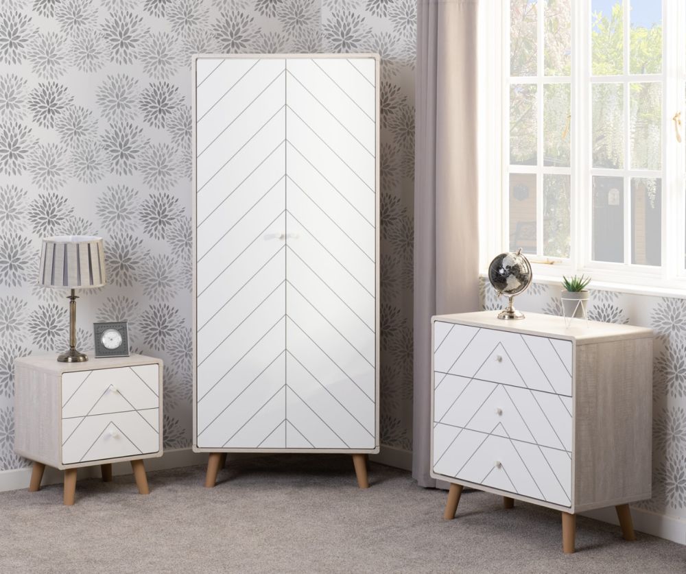 Seconique Furniture Dixie Trio Dusty Grey and White Bedroom Set 