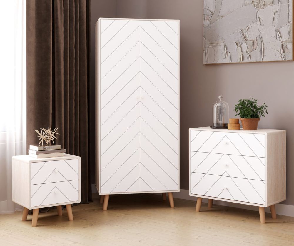  Seconique Furniture Dixie Trio Dusty Grey and White Bedroom Set 