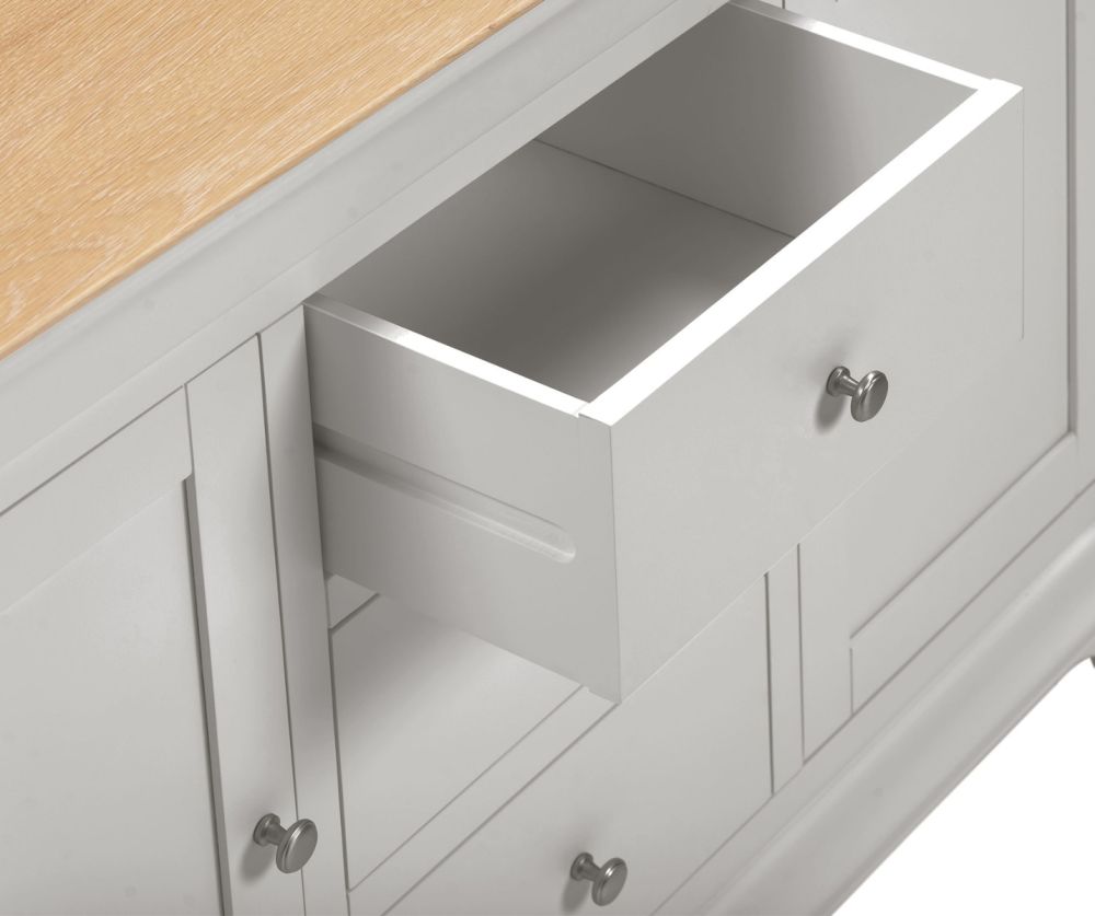 Seconique Furniture Bordeaux Pebble Grey and Oak 2 Door 3 Drawer Sideboard 