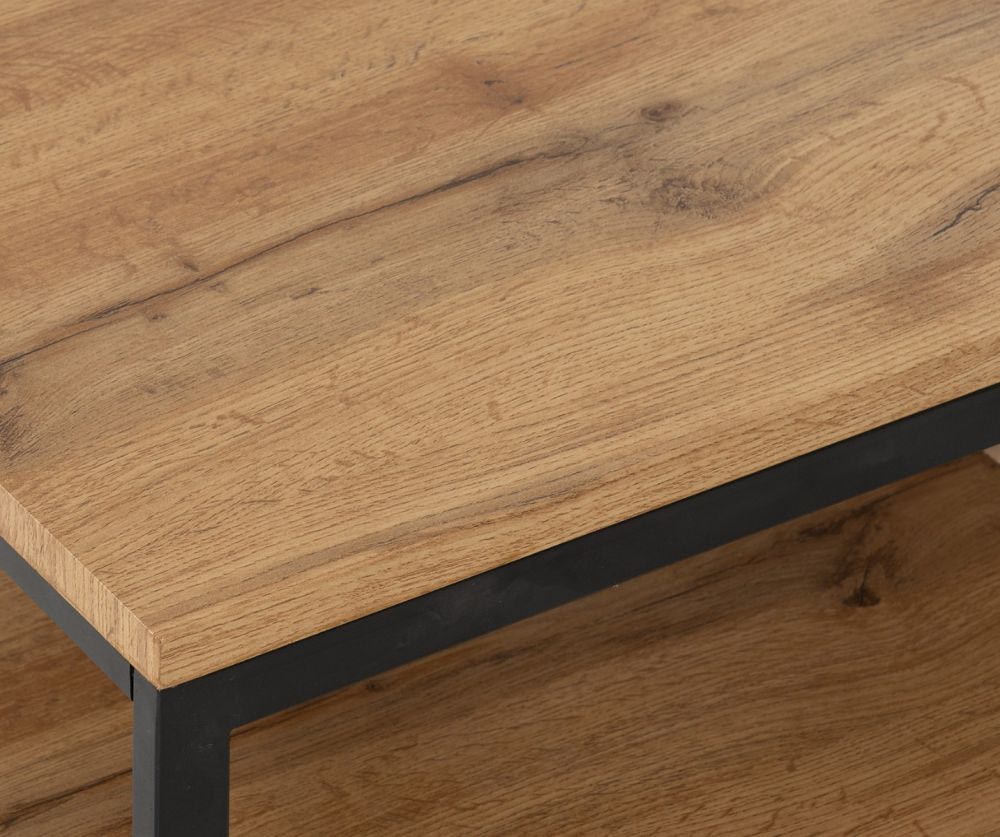  Seconique Furniture Durham Light Oak Effect and Black Coffee Table