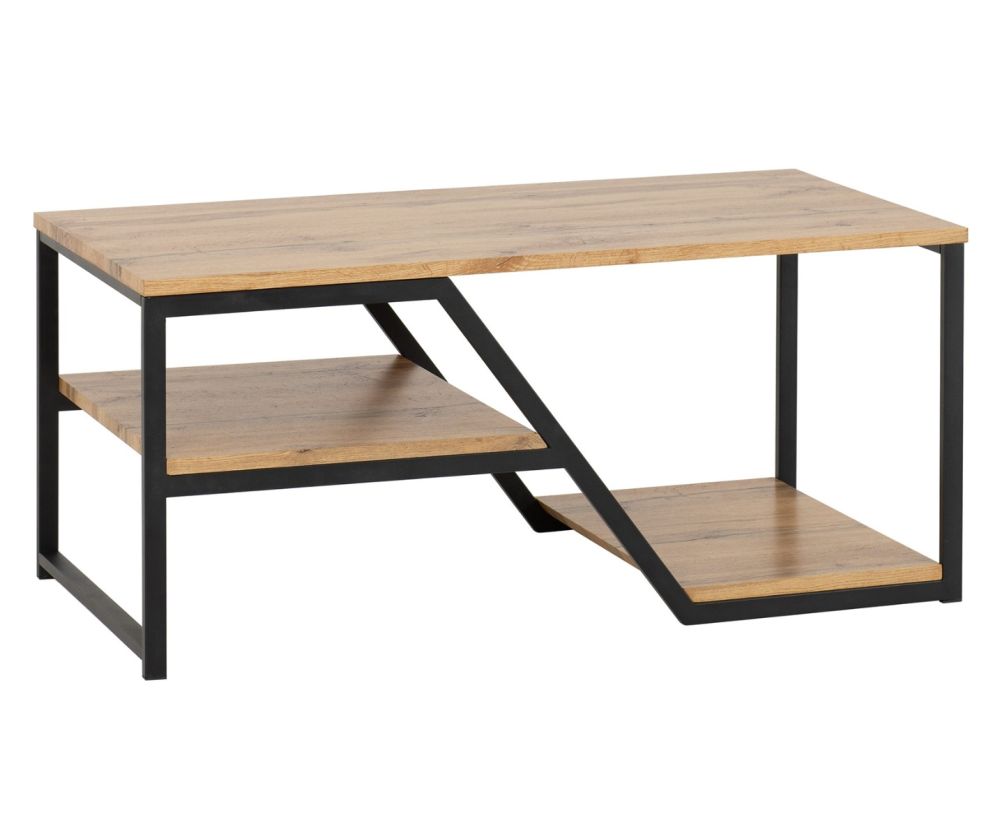  Seconique Furniture Durham Light Oak Effect and Black Coffee Table