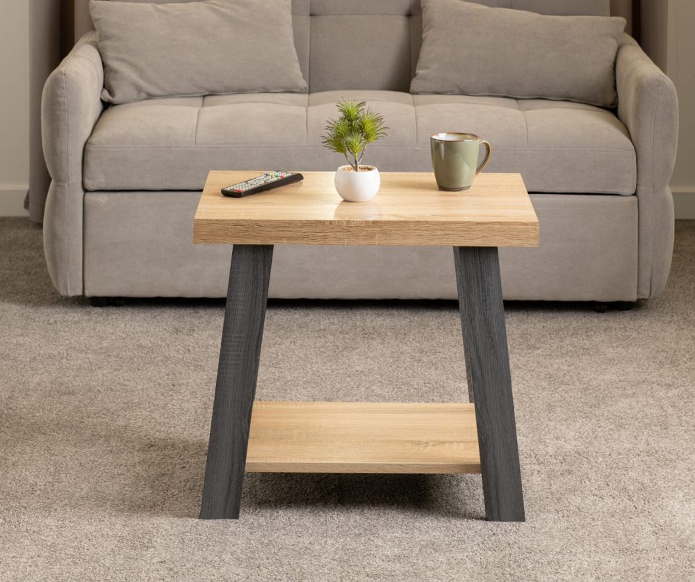 Seconique Furniture Eddie Grey Sonoma Effect Side Table  