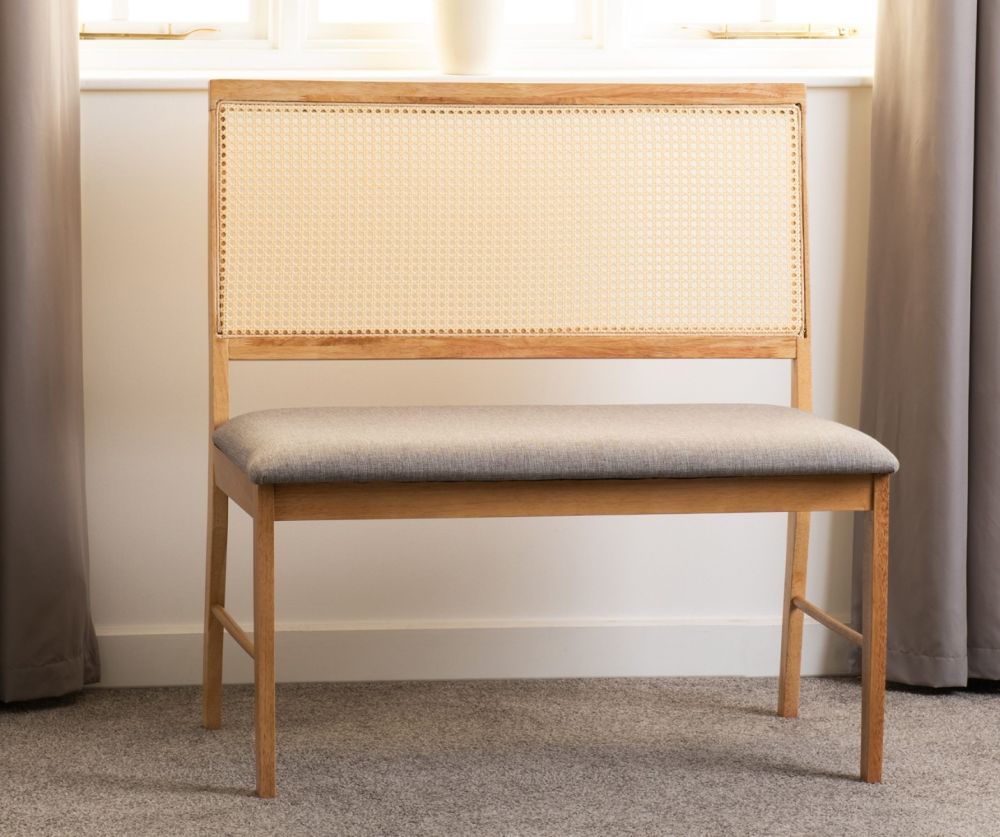  Seconique Furniture Ellis Oak Effect and Grey Fabric Dining Bench