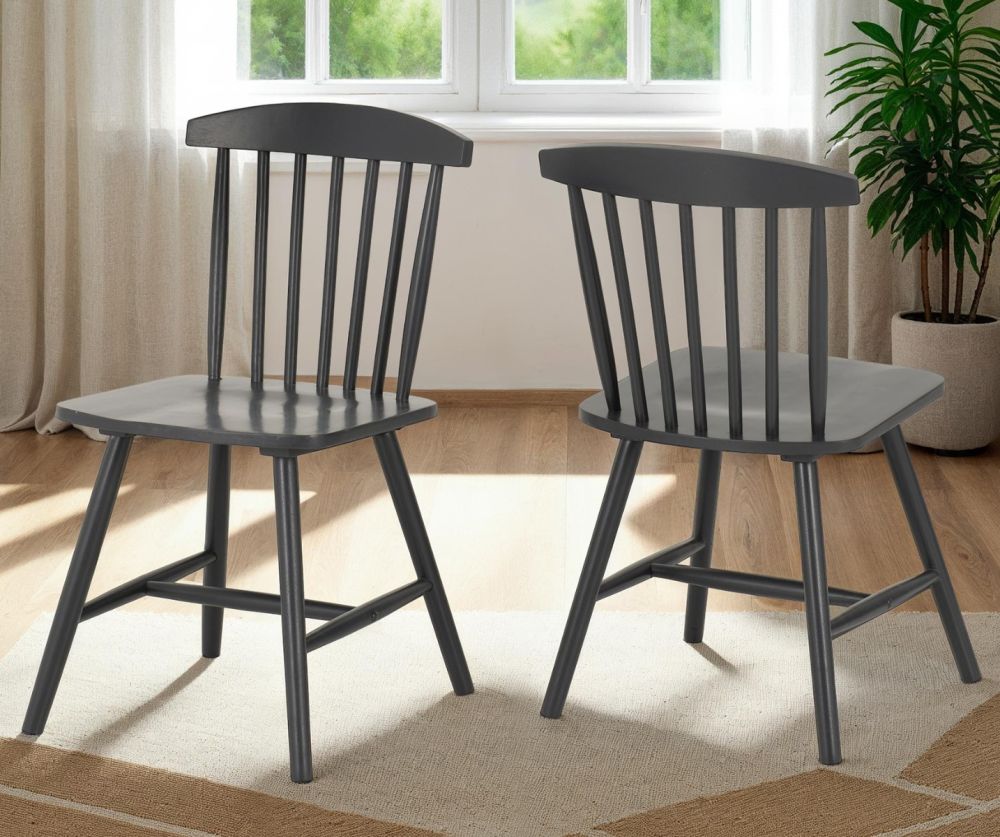  Seconique Furniture Emery Dark Grey Dining Chair in Pair