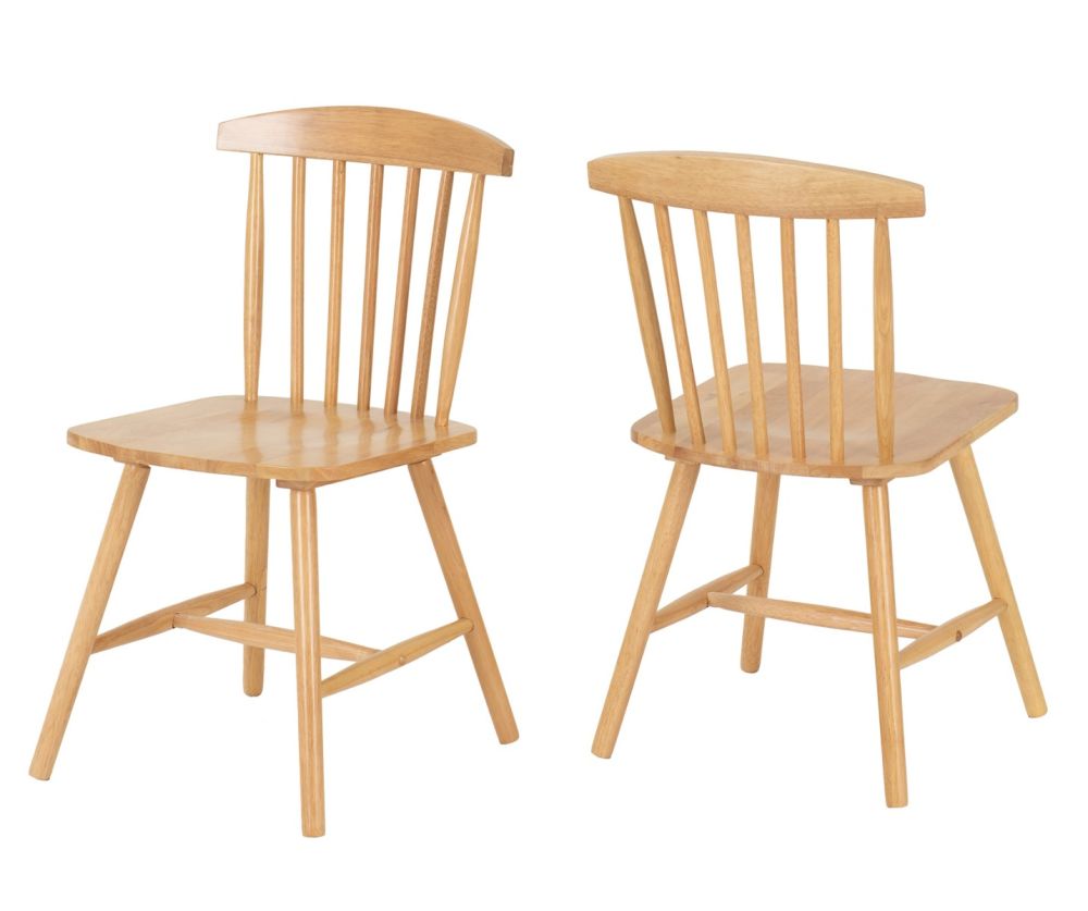 Seconique Furniture Emery Natural Oak Effect Dining Chair in Pair