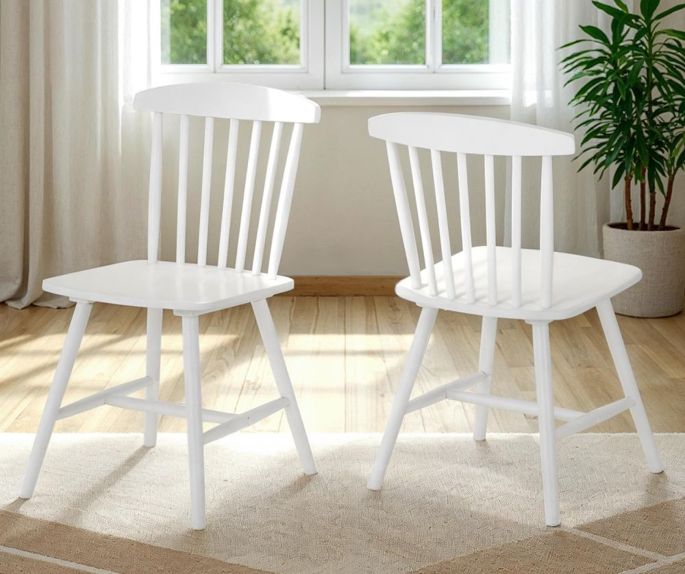  Seconique Furniture Emery White Dining Chair in Pair