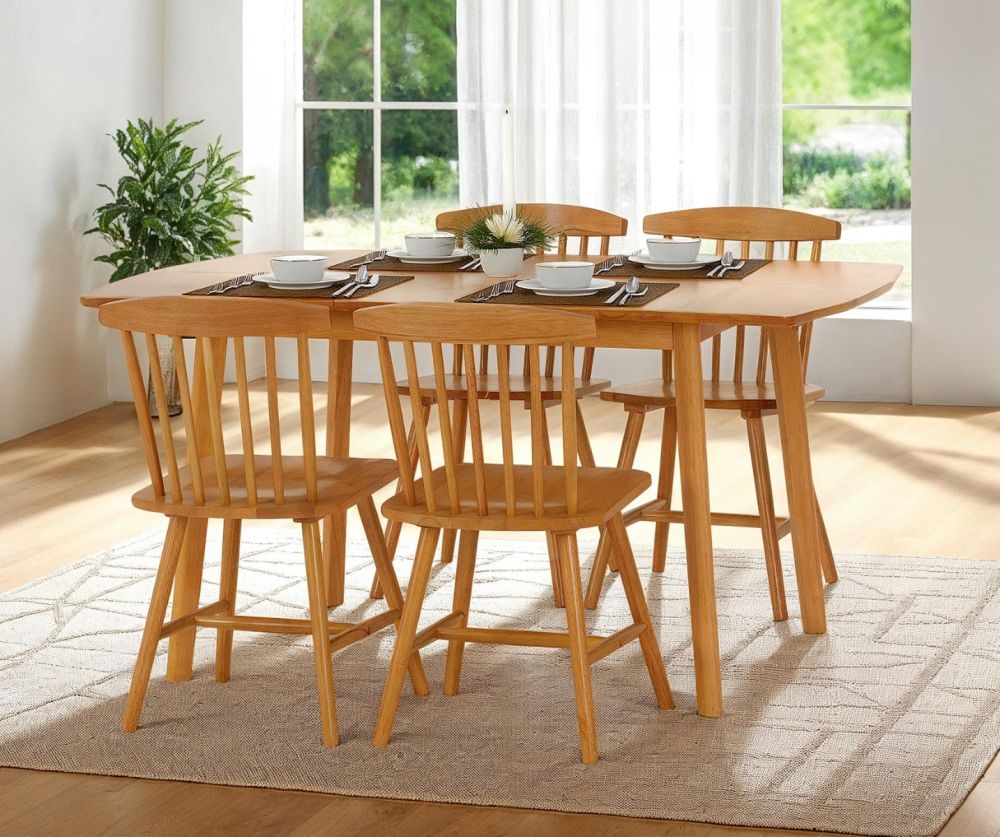  Seconique Furniture Emery Natural Oak Effect Extending Dining Set with 4 Chairs