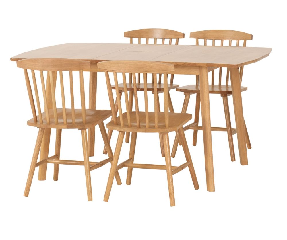  Seconique Furniture Emery Natural Oak Effect Extending Dining Set with 4 Chairs