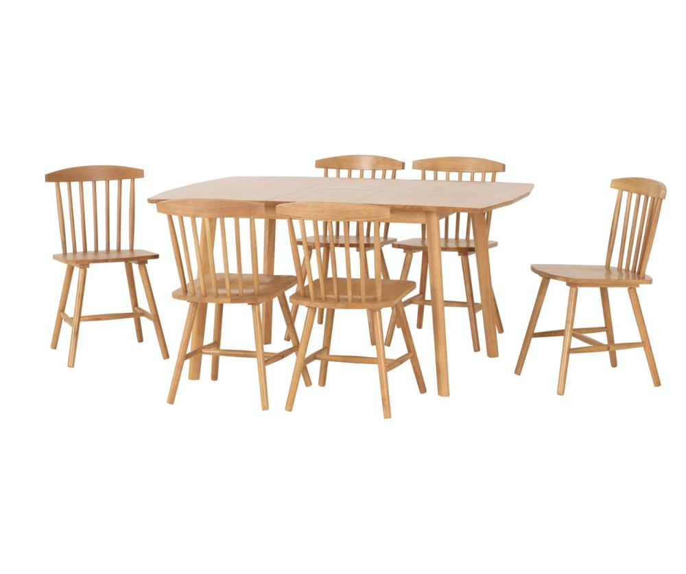  Seconique Furniture Emery Natural Oak Effect Extending Dining Set with 6 Chairs