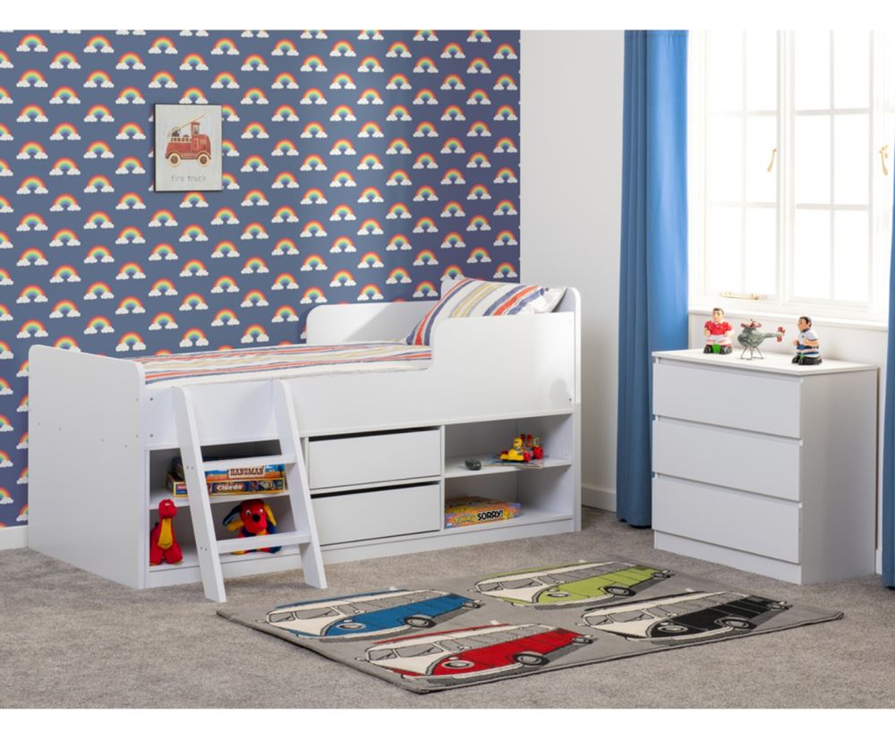 Seconique Furniture Felix White Low Sleeper Kids Bed with Storage