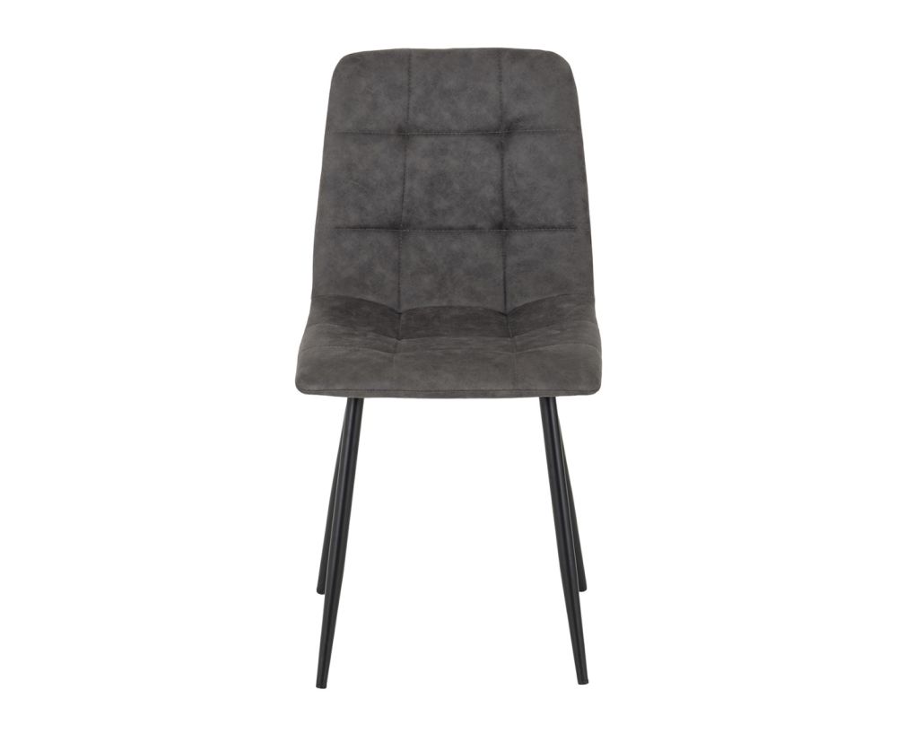Seconique Furniture Fenton Dark Grey Suede Fabric Dining Chair in Pair